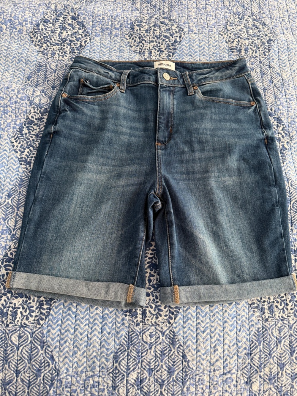 Denim Rolled Hem Bermuda Shorts - Blue Sonoma 12p